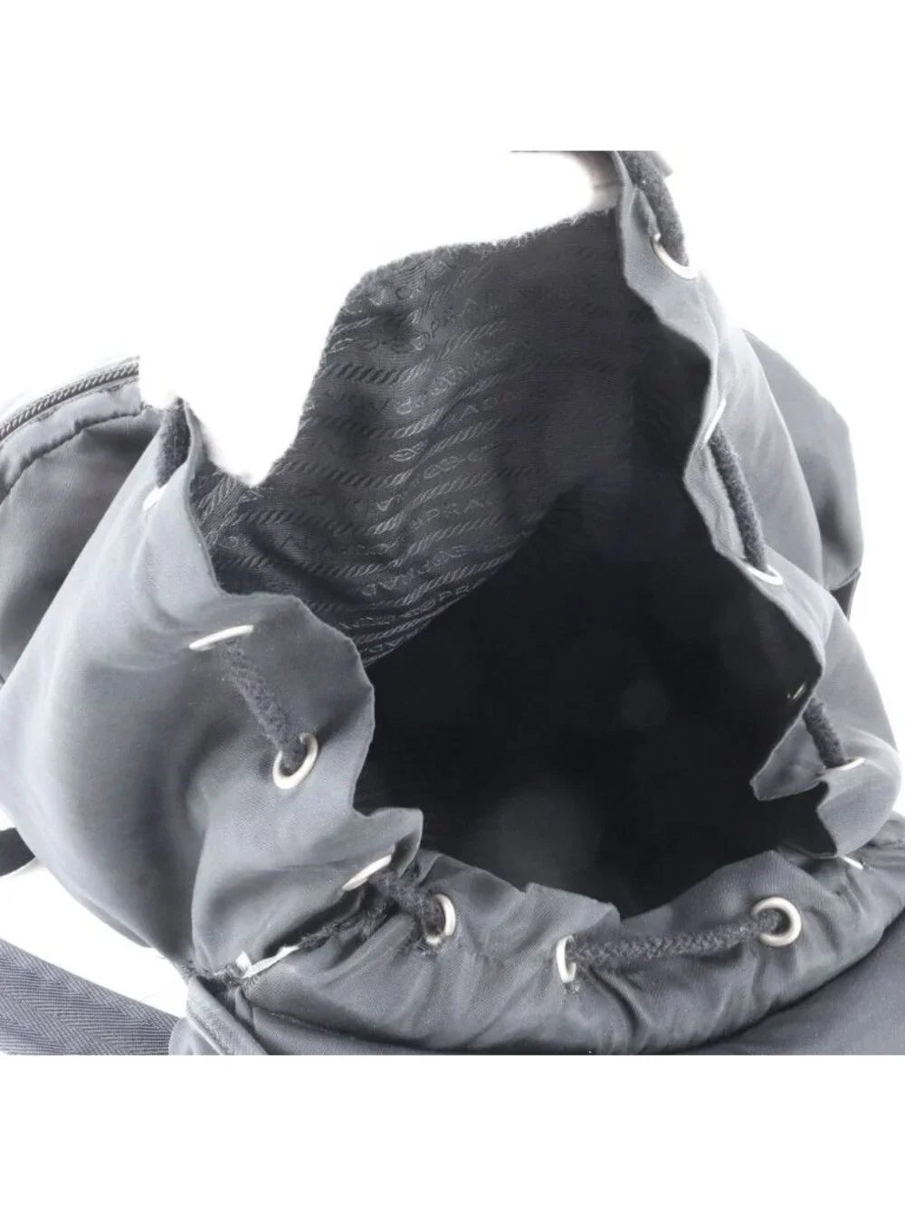 Prada Tessuto Nylon Leather Backpack Shoulder Bag Black